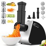 Professionele elektrische vleesmolen, 5-in-1 multifunctionele vleesmolen voor vlees met 3 maalplaten, groentesnijder, aansluiting voor worst en koekjes en koekjes, 2000 W, roestvrij staal
