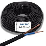 Apparaatkabel platte kabel H03VVH2-F 2x0,75 mm² zwart 2x0,75 mm2 - aderkleuren: bruin - blauw - 2-polig/aderig - pvc-kabel - 99,9% OFC koper (volledig koper), vele lengtes vanaf 5 m in stappen van 1 m