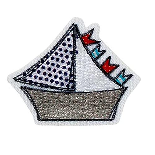 Mono-Quick 0414x zeilboot roze of blauw, applicatie strijkplaatpatch patch patch patch (04149 - zeilboot blauw)