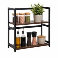 Merkloos Relaxdays Keukenrek voor werkblad - bruin/zwart - 42x43x18 cm - met opbergruimte