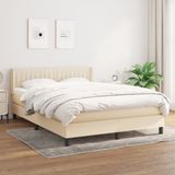 vidaXL Boxspring met Matras Stof Crèmekleurig 140x200 cm