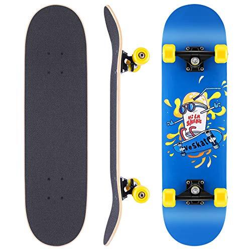 WeSkate Compleet skateboard, 79 x 20 cm, houten plaat met ABEC-11 kogellagers, 7 lagen en wielen, 85 A, voor volwassenen, jongeren en kinderen