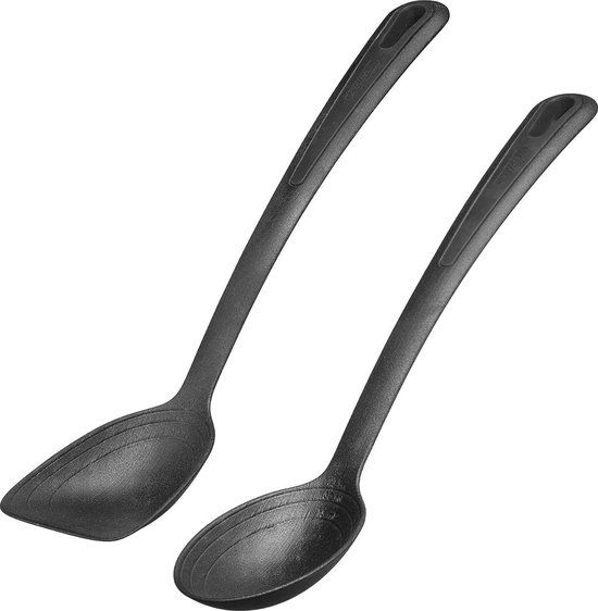 gentle Westmark groente- en panlepelset, 2 stukken, met interne weegschaal: 15, 30 en 45 ml, plastic, zacht, zwart