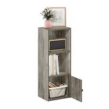 Furinno Luder Boekenkast met 3 niveaus, met 1 deur, opbergkast, Frans eiken