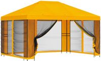 vidaXL Tuinpaviljoen met zijwanden, 4 x 3 meter, geel, polyester en staal