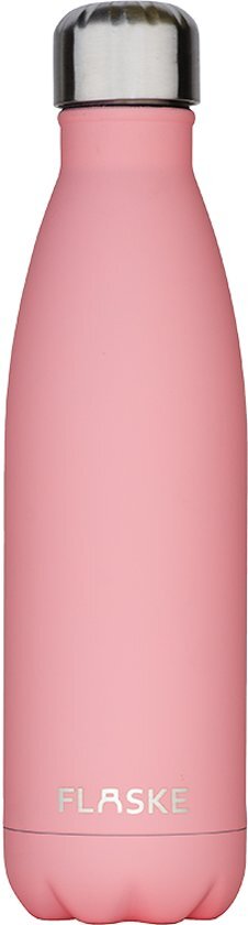 FLASKE Flower RVS Thermosfles - 500ml - 24 uur koud - 10% naar The Ocean CleanUp roze