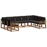 vidaXL - Buiten - bank - set - 9 - st - Natuurlijk - en - zwart