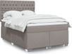 vidaXL Boxspring met matras stof taupe 160x200 cm