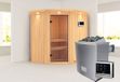 Karibu Tonja Sauna met Dakkraag Helderglas Deur Biokachel 3,6 kW Externe Bediening