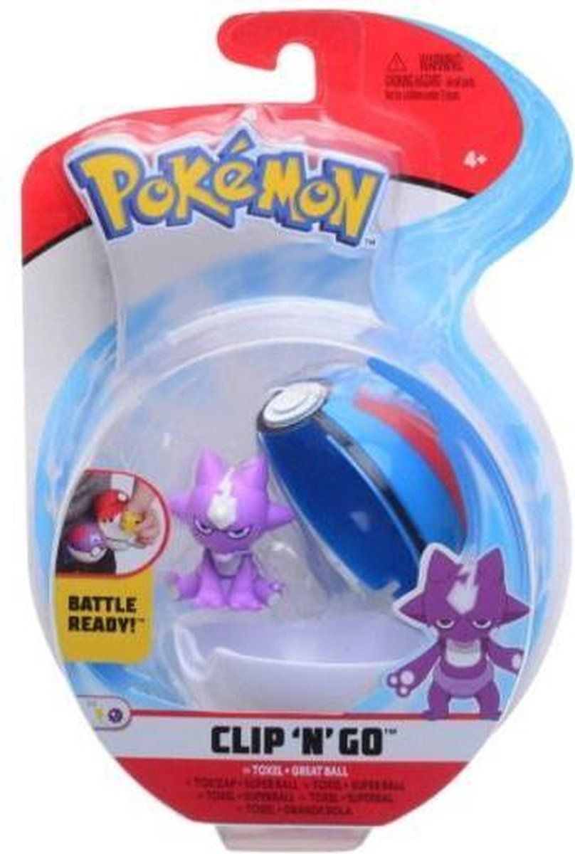 Wicked Cool Toys Pokémon Clip 'N' Go Toxel & Pokéball - 5 cm Figuur & Dive Ball - Nieuwe golf 2021 - Officieel gelicentieerd