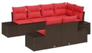 vidaXL Salon de jardin 7 places, marron, en polyrotin