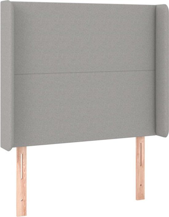vidaXL Hoofdbord met randen 83x16x118/128 cm stof lichtgrijs