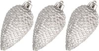 Decoris Kersthangers dennenappels - 6x st - zilver - glitter - 8 cm - kunststof