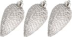 Decoris Kersthangers dennenappels - 6x st - zilver - glitter - 8 cm - kunststof
