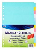 TSI 64512 Tabbladen van stevig Manila-karton, 12-delig, met kleurrijke tabbladen, beschrijfbaar