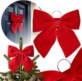 sarcia.eu VICREG Rode, schuim KERSTSTRIK, feestelijke decoratie, suède DECORATIE voor de deur 34 cm