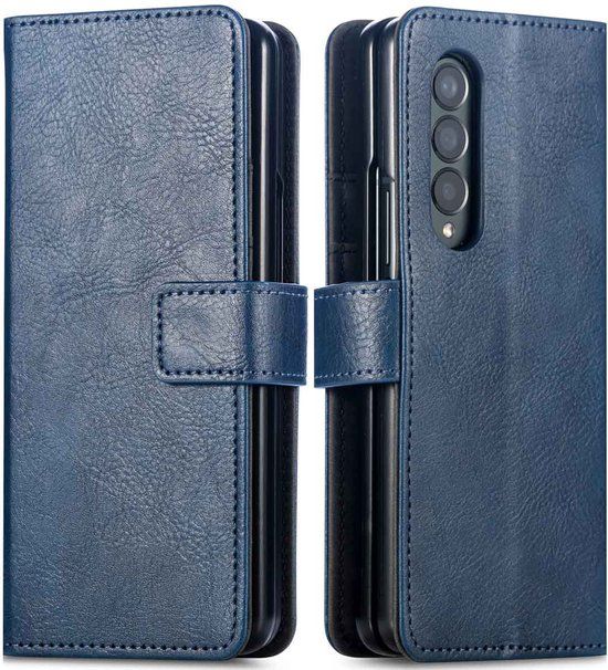 iMoshion Hoesje Samsung Galaxy Z Fold 4 - Book Case - Donkerblauw - Met Pasjeshouder