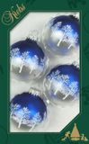 Krebs Boules de Noël - 4 pièces - Bleu/Argent - D7 cm - Verre