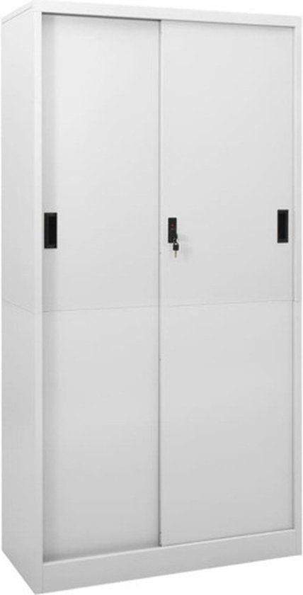vidaXL Kantoorkast met schuifdeuren 90x40x180 cm staal lichtgrijs