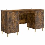 vidaXL Bureau Gerookt eiken 142,5 x 50 x 75 cm Bewerkt hout