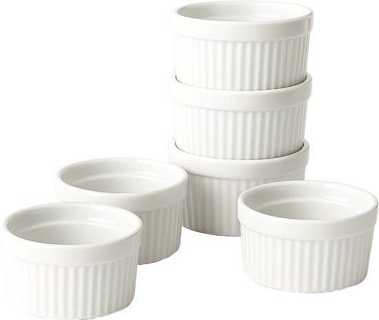 Cookinglife Ramekins / Soufflébakje / Creme Brulee Schaaltjes - Wit ø 9 cm - 6 stuks