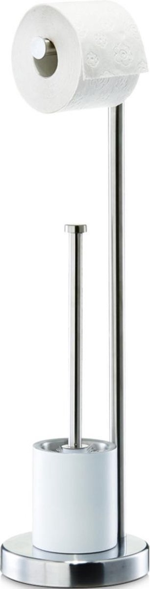 ZELLER 1x Toiletborstels met toiletrolhouder zilver metaal 60 cm - - Huishouding - Badkameraccessoires/benodigdheden - Toiletaccessoires/benodigdheden - Wc-borstels/toiletborstels - Toiletrolhouders