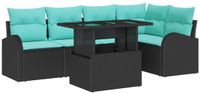 vidaXL Tuinbank Set 6 st 5-Aantal zitplaatsen Zwart Poly rattan