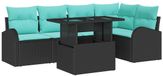 vidaXL Tuinbank Set 6 st 5-Aantal zitplaatsen Zwart Poly rattan