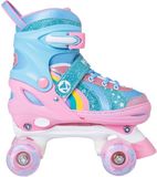 Move Rolschaatsen - Move Quad Rainbow adjustable XS 26-29 - wit roze blauw - lichtgevende wielen - verstelbaar maat 26 tot 29