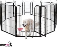 MaxxPet Puppyren - Hondenbench - Hondenren - Hondenkennel - 12 panelen - Staal - Ø 180cm - Zwart