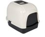 Ebi Toilet pour chat Eclipse Crème/Noir – bac à litière couvert pour chat avec filtre à charbon et porte transparente, taille L