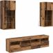 vidaXL meuble TV mural, avec éclairage LED, 5 pièces. Fabriqué en bois recyclé et panneaux de particules