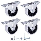 SKIR'CO roues pivotantes en caoutchouc de 40 mm, roues de meubles, roues fixes, non pivotantes, vis incluses (4 pièces)