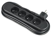 Electraline 32057 Stekkerdoos, 4 Franse stopcontacten, met oproller, 16 A, kabel 3 m, H05VV-F 3G1,5 mm², platte stekker