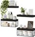 Sans marque 4-Pack Étagères flottantes en bois rustique pour salle de bain et toilettes - Rangement mural - Noir