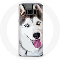 Maniacase Etui voor Samsung Galaxy S8 Plus Siberische witte Husky blauwe ogen