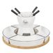 COOK CONCEPT - KA4602 fondueset met standaard van bamboe en schalen – ontworpen voor gezellige maaltijden – afmetingen 19 x 30 x 30 cm – kleur wit