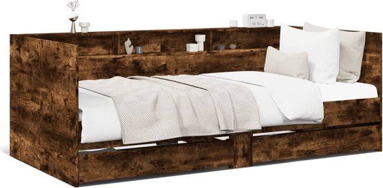 vidaXL Slaapbank met lades zonder matras 90x200 cm gerookt eikenkleur