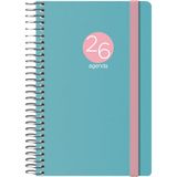 Dohe Memphis Weekplanner 2026, zakformaat (8,5 x 13 cm), zachte kunststof omslag, spiraalsluiting en elastiek, 12 maanden januari tot december, jaarplanner in het Spaans