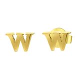 Lucardi Dames Plated oorbellen letter W - Oorbellen - Cadeau - Staal - Goudkleurig