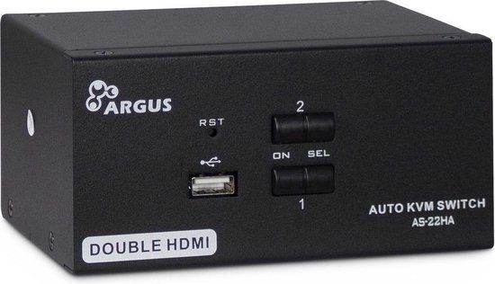 Inter-Tech AS-22HA HDMI KVM-switch - Zwart