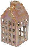Countryfield Theelichthouder huis geel - 17 cm
