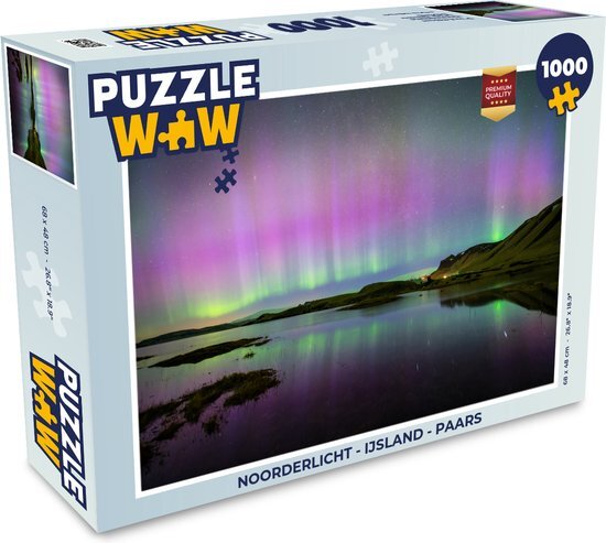 MuchoWow Puzzel Noorderlicht - IJsland - Paars - Legpuzzel - Puzzel 1000 stukjes volwassenen