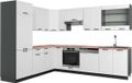 Vicco Cuisine d'angle Fame-Line, Blanc Campagne/Anthracite, 287 x 227 cm, WB Chêne