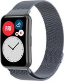 Strap-it Luxe Milanese band - Milanees bandje geschikt voor Huawei Watch Fit / Huawei Watch Fit New - space grey