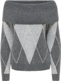 Only Trui Onlalivia Ls Off Shoulder Knt 15383895 Dark Grey Melan/mgm/birch Dames Maat - M