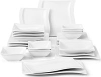 MALACASA Serie Flora Service de table 26 pièces Crème-blanc porcelaine