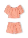 Minoti Kleding Set Meisjes Broderie - Tweedelig Crop Top en Short - Roze - 152