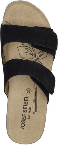 Josef Seibel Dames Slippers Tonga 71 Zwart Leer Klittenband Verstelbaar Maat 39