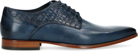 Black Label Heren Donkerblauwe Leren Veterschoenen Maat 47